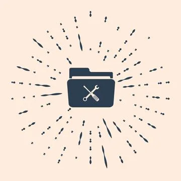 Black Folder and tools or settings icon isolated on beige background. Folder Stock Illustration