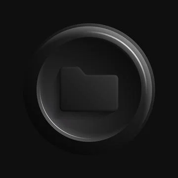 Black Folder Icon. 3d File Manager Button Stock Illustration