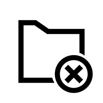 Black folder icon with a delete cross symbol for digital interface design Stock Illustration