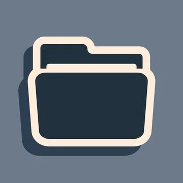 Black Folder icon isolated on grey background. Long shadow style. Vector 스톡 일러스트
