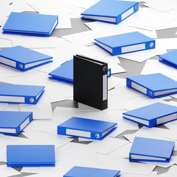 Black folder. An important folder with files and documents stands among other Stock Illustration