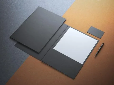 Black folder with white paper sheet Illustration