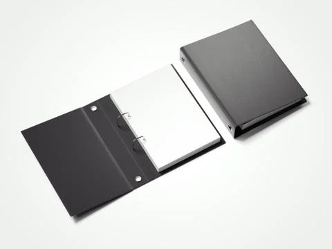 Black folder with white sheets. 3d rendering Stock Photos