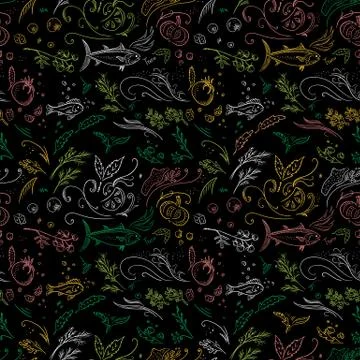 Black food pattern Stock Illustration