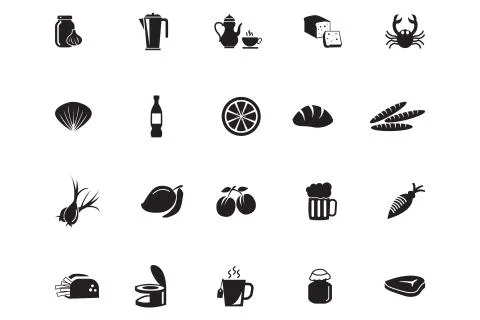 Black Food Vector Set Stockillustratie