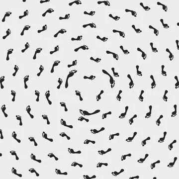 Black foot seamless pattern abstract hand drawing Stock Illustration