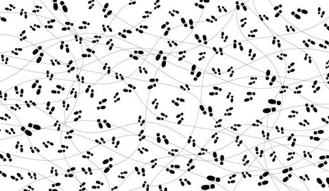 Black footprint path on white background vector seamless pattern design with Stock Illustration