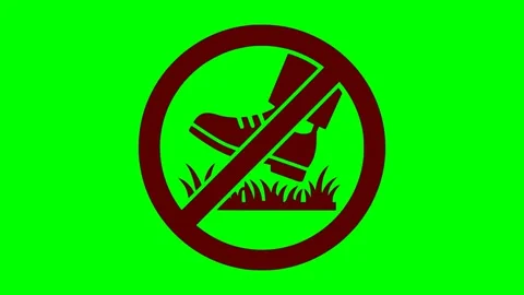 Black forbidden do not step on sign red flash animation Video stock 342830044