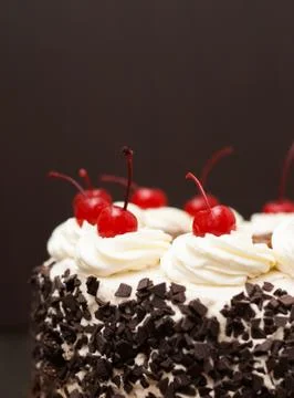 Black Forest cake on a dark background Foto stock
