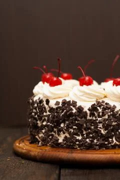 Black Forest cake on a dark background Foto stock