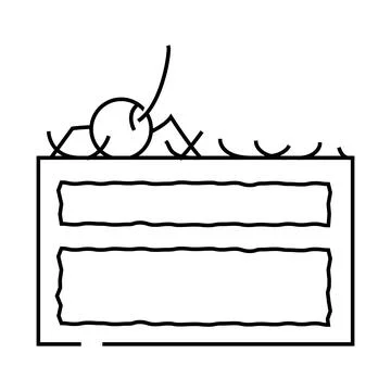 Black forest cake slice food snack line icon vector illustration Stockillustratie