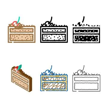 Black forest cake slice food snack color icon vector edition Illustrazione stock