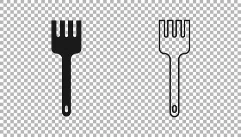 Black Fork icon isolated on transparent background. Cutlery symbol. Vector Illustrazione stock