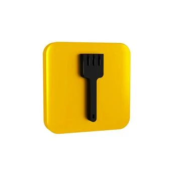 Black Fork icon isolated on transparent background. Cutlery symbol. Yellow Illustrazione stock