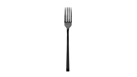 Black fork, knife and spoon on white background, animation of cutlery Video stock 156474603