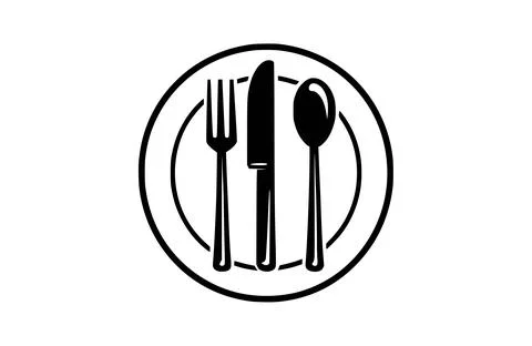 Black fork plate knife icon isolated on white background. Beautiful Fork pl.. Stock Illustration