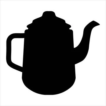 Black form of high kettle kitchen isolated on white in vector Stock Illustration