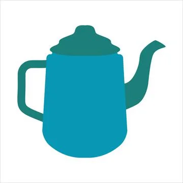 Black form of high kettle kitchen isolated on white in vector Stock Illustration