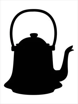 Black form of kettle kitchen isolated on white in vector Stock Illustration