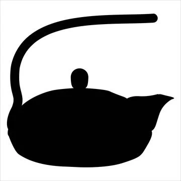Black form of kettle kitchen isolated on white in vector Stock Illustration