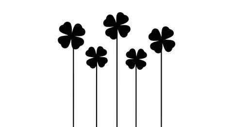 Black four leaf clover flowers icon Stock Illustration