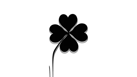 Black Four leaf clover icon isolated on white background. Happy Saint Patrick Stock Footage 233771924