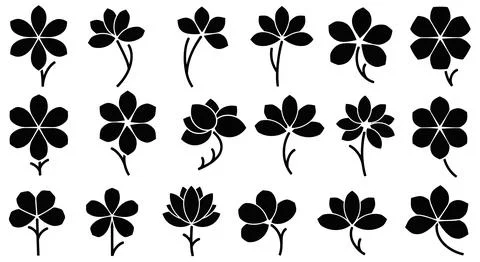 Black four leaf clover icons set Stock Illustration