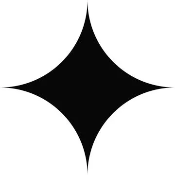 Black four-pointed star shape with curved points Stock Illustration