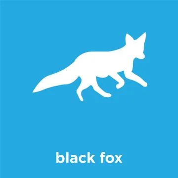 Black fox icon isolated on blue background Stock Illustration