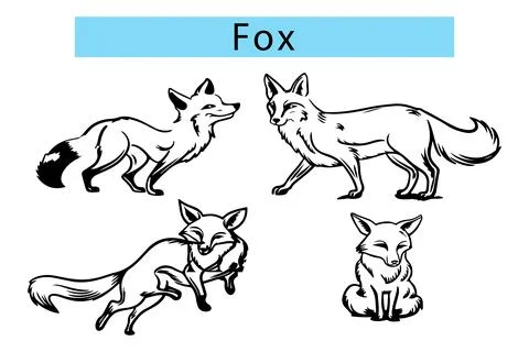 Black Fox outline vector illustration Stock-Illustration