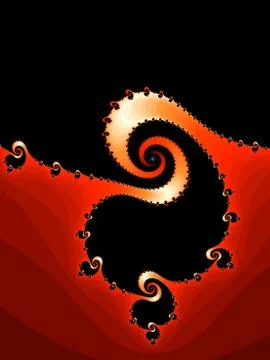 Black fractal spiral on a red background  Stockillustratie