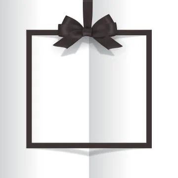 Black frame with black bow on book background. Vector postcard or greeting card 스톡 일러스트