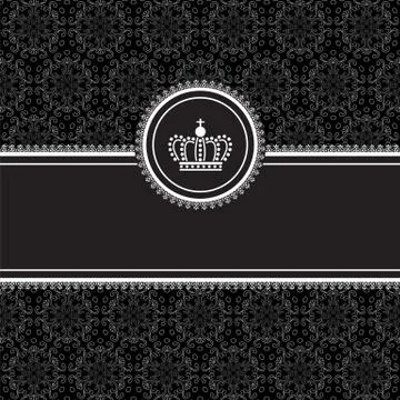 Black Frame on Damask Background Illustrazione stock