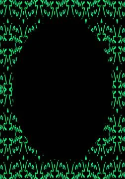 Black Frame with Decorated Patterned Rounded Borders Black circle frame ba... Stock Photos