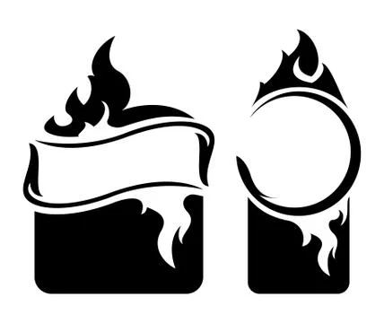 Black frame with fire Stock Illustration