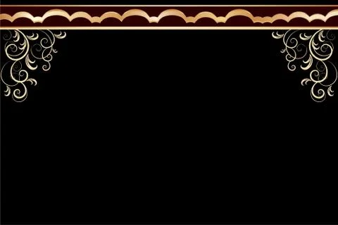 Black frame with golden pattern Stock Illustration