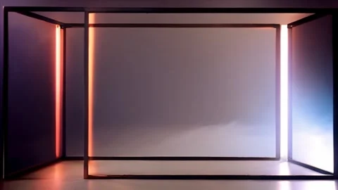 Black frame lines, moving smoke behind. Laser lights. Stock Footage 273953879