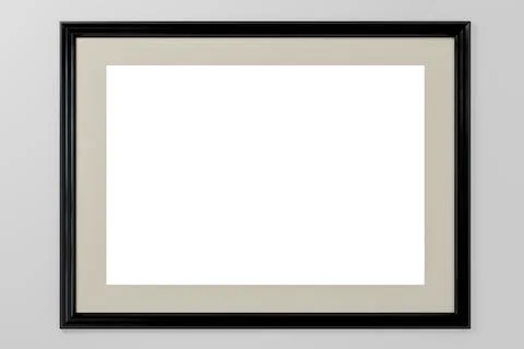 Black frame mock up on grey wall. Poster mockup. Clean, modern, minimal fra.. Stock Photos