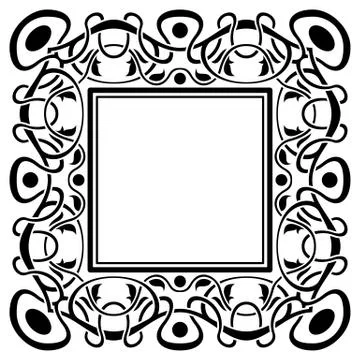 Black frame with ornamental border Illustrazione stock