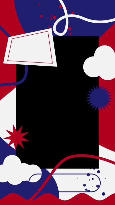 A black frame with a red, blue and white background Animation Stock Footage 273969829