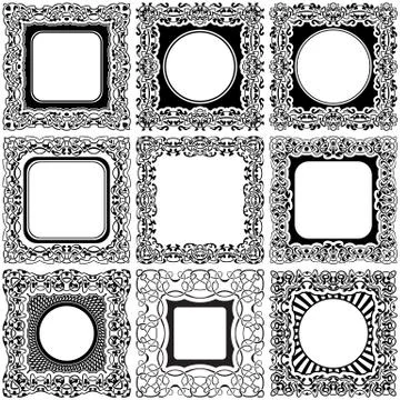 Black frame set Stock Illustration