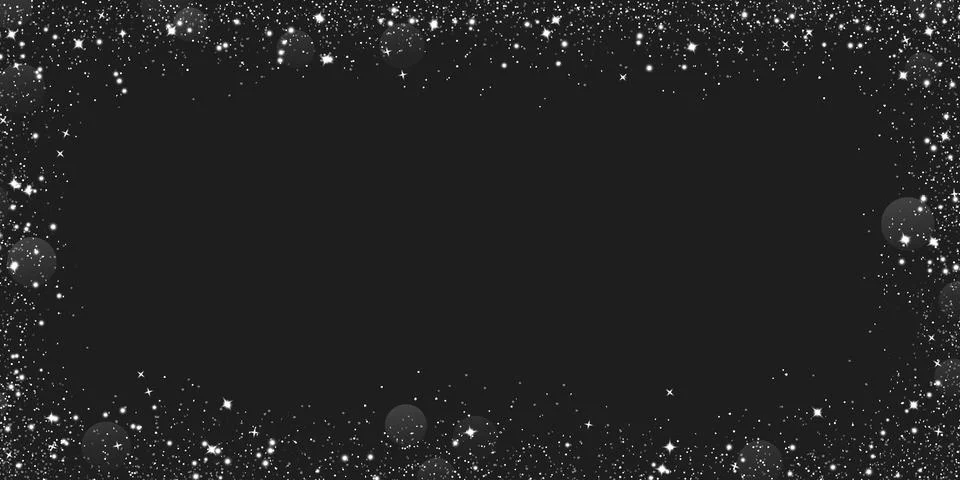 Black frame with silver glitter and shimmer border 库存插图
