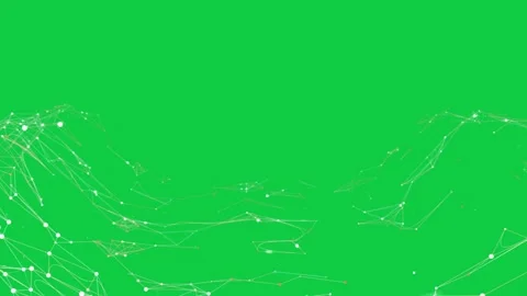 Black frame starting glowing nodes linking into waving data mesh on transparent Stock Footage 337142614