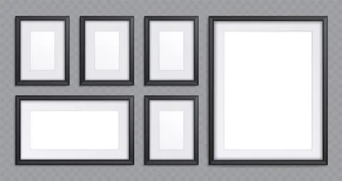 Black frames collage isolated on transparent 스톡 일러스트