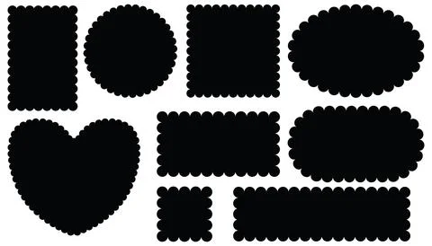 Black Frames with Corrugated Edges Isolated on White. Simple Labels with Zi.. Stock Illustration