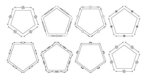 Black frames pentagon divider on isolated white Stock Illustration