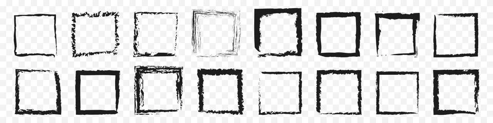 Black frames stamps template isolated. Squares with bold and smeared outlines Stock Illustration