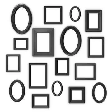 Black frames on white background Illustrazione stock