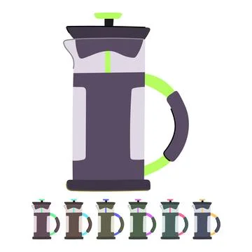 Black french press coffee vector cartoon graphic Stock Illustration