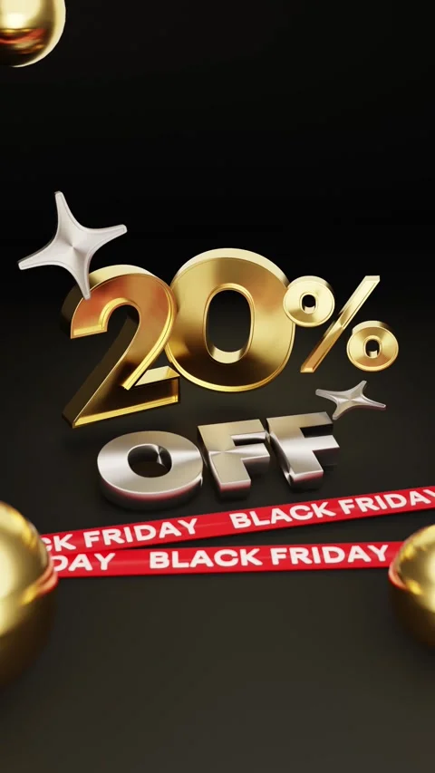 Black Friday, 20% off. 3D Graphics Animated Video Concept 库存影片 334711275